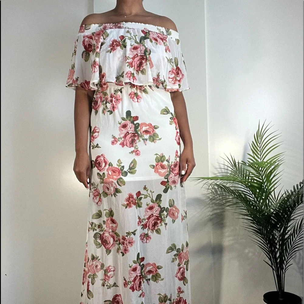 SHOW ME YOUR MUMU off shoulder side slits floral maxi dress - Picture 3 of 10